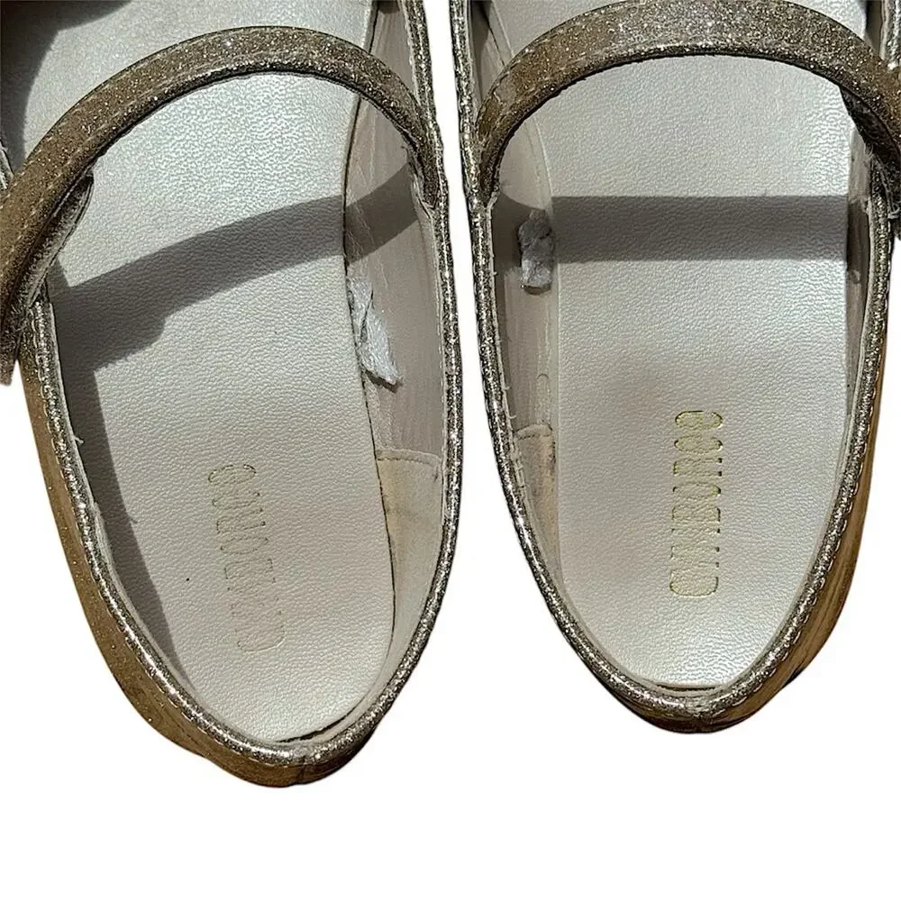 Gymboree Gold Glitter Ballet Party Shoes with Bow Size 1 Girl
